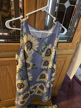 Sunflower Print Sleeveless Top/ Dress - Purple